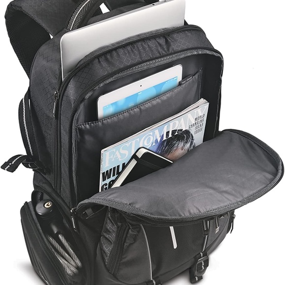 Rival 17.3 Inch Laptop Backpack with Hardshell Side Pockets, Black - Picture 3 of 17